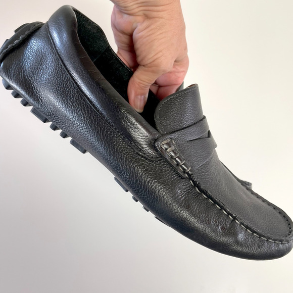Nordstrom Leather Driving Penny Loafers Mens sz 8 Black Moccasins Mocs Old Money main image 4